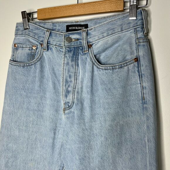 Neon Blonde Siren Mum Fit Button Fly Light Wash Size 25 - Picture 3 of 10